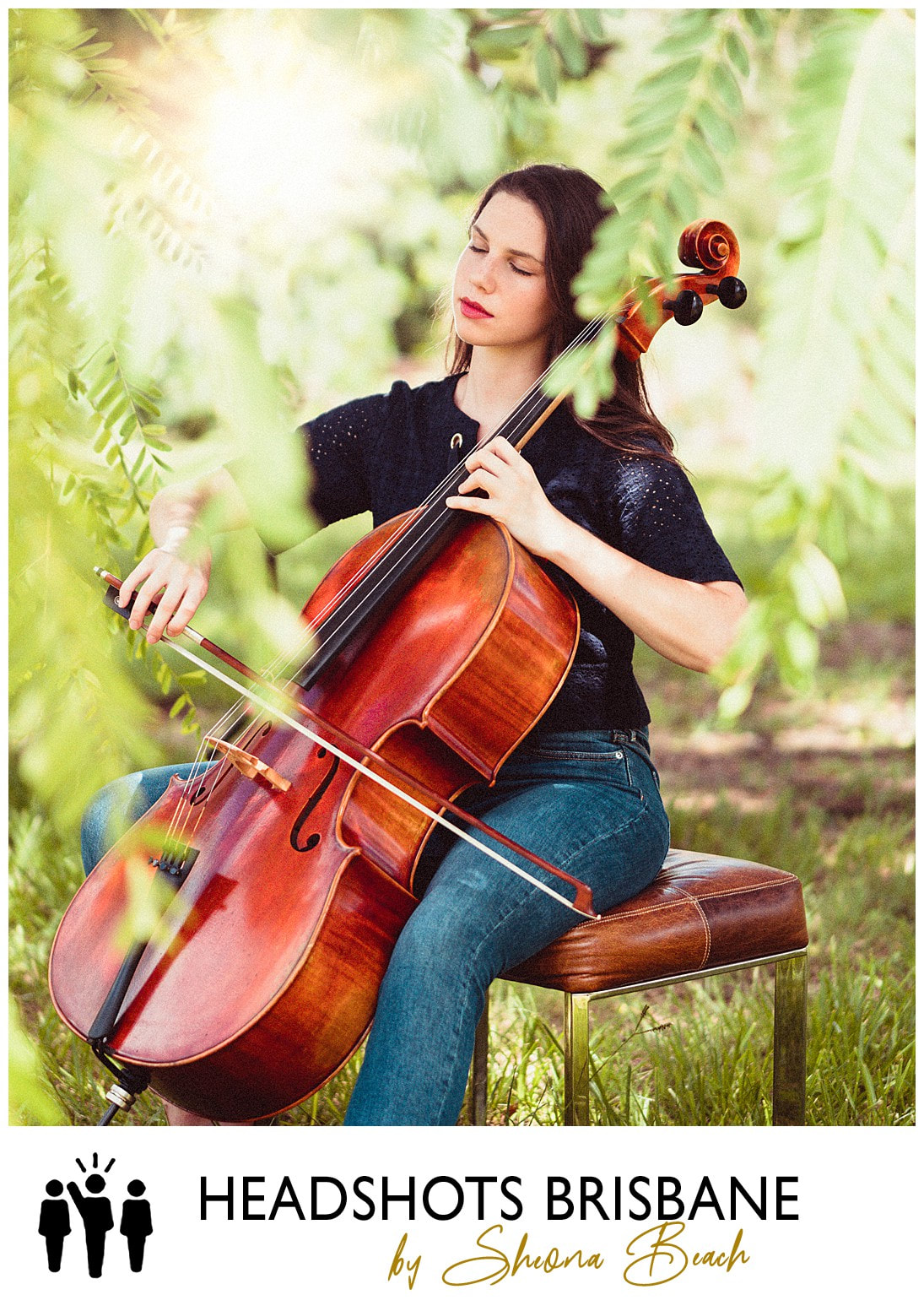Portrait of cellist, Chloe, taken by Brisbane headshots photographer, Sheona Beach