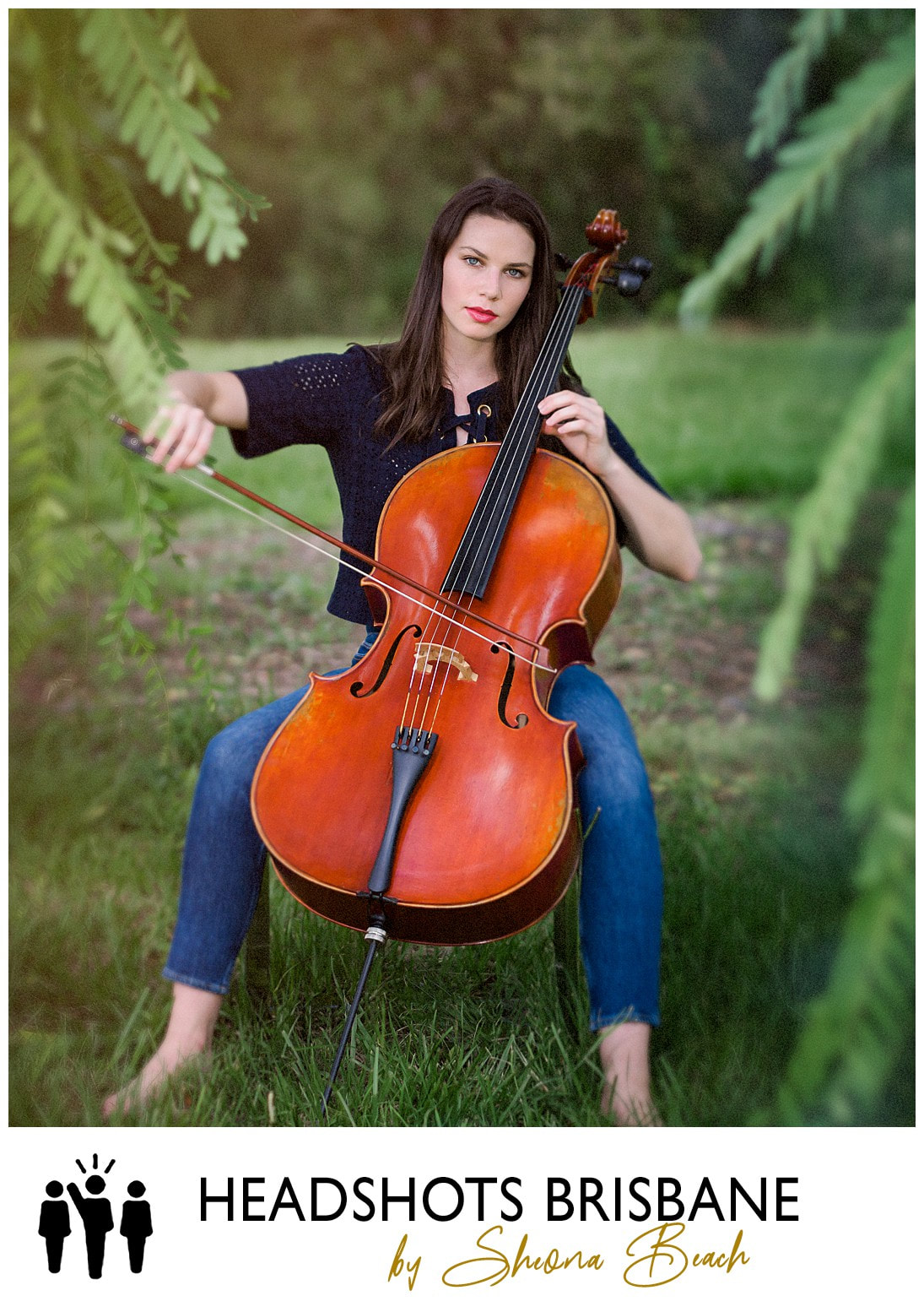 Portrait of Brisbane cellist, Chloe, taken by headshots photographer, Sheona Beach
